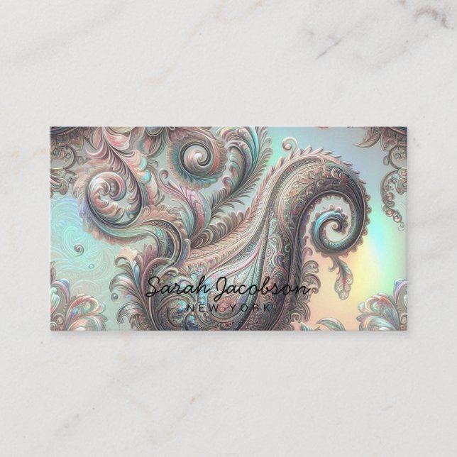 Luxury Opal Paisley Business Card (Front)