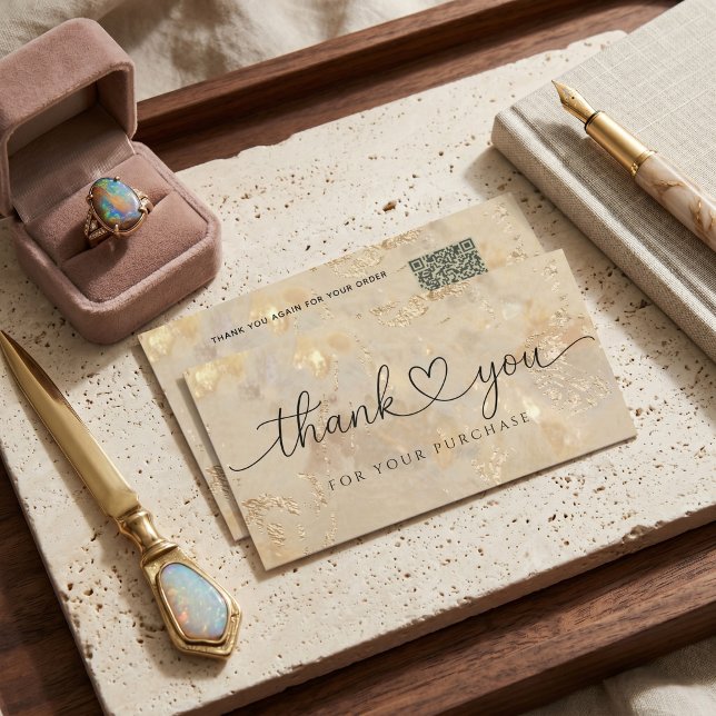 Luxury Opal Thank You Card Design With QR  (Creator Uploaded)
