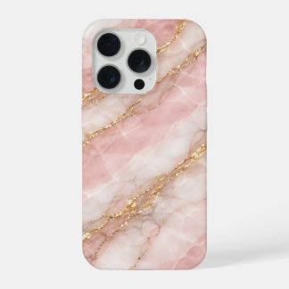Luxury Opalescent White/Pink Marble Texture iPhone 15 Pro Case