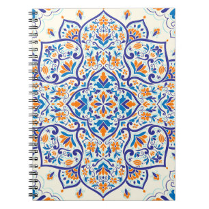 Luxury Orange Blue Ornament Pattern Notebook
