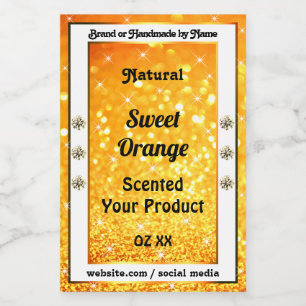 Luxury Orange Glitter Sparkle Stars Product Labels