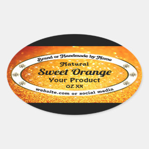 Luxury Orange Glitter Sparkle Stars Product Labels