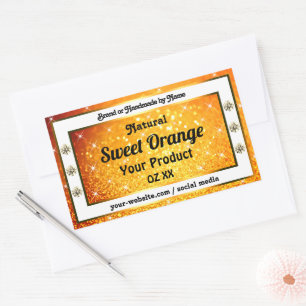 Luxury Orange Glitter Sparkle Stars Product Labels