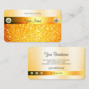 Luxury Orange Glitter Sparkling Stars and Diamonds Business Card
