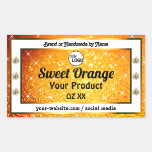 Luxury Orange Sparkle Glitter Product Labels Logo