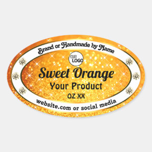 Luxury Orange Sparkle Glitter Product Labels Logo