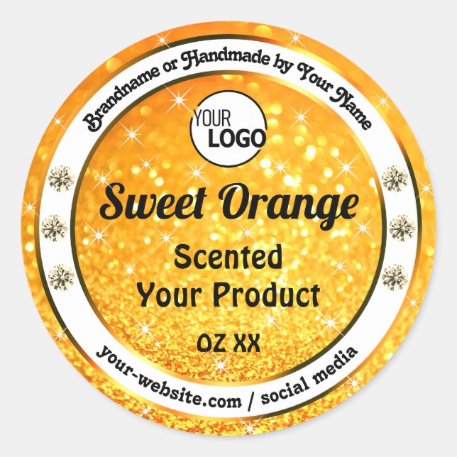 Luxury Orange Sparkle Glitter Product Labels Logo (Front)