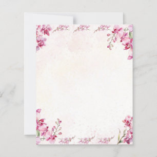 Luxury Orchid Floral Watercolor Pink Blank Card