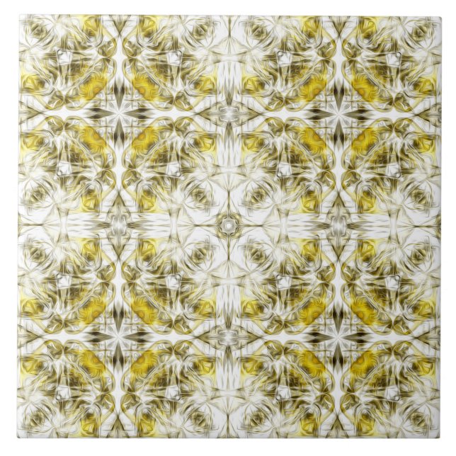 Luxury, ornamental, mustard yellow, white, grey tile (Front)