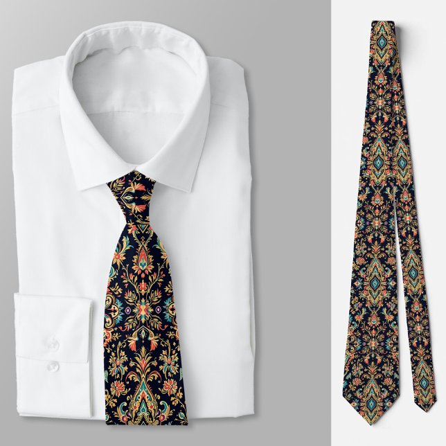 Luxury Ornate Damask Pattern with Floral Motifs Tie (Creator Uploaded)