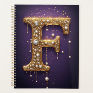 Luxury Ornate Letter F Monogram in Jewels Planner