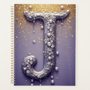 Luxury Ornate Letter J Monogram in Jewels Planner