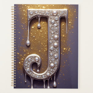 Luxury Ornate Letter J Monogram in Jewels Planner