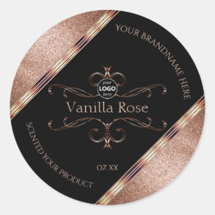 Luxury Ornate Rosegold Black Product Labels Logo