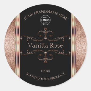 Luxury Ornate Rosegold Black Product Labels Logo