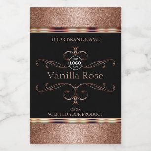 Luxury Ornate Rosegold Black Product Labels Logo