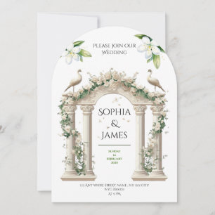 luxury palace arch flowers wedding invitation