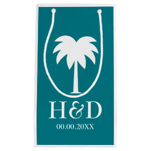Luxury palm tree beach wedding favour gift bags