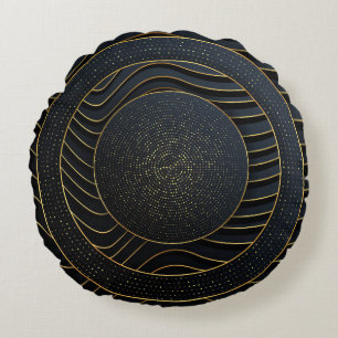 Luxury Paper Cut Golden Backgrounds. Round Cushion