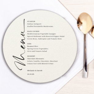 Luxury Paper Wedding Round Menu Card