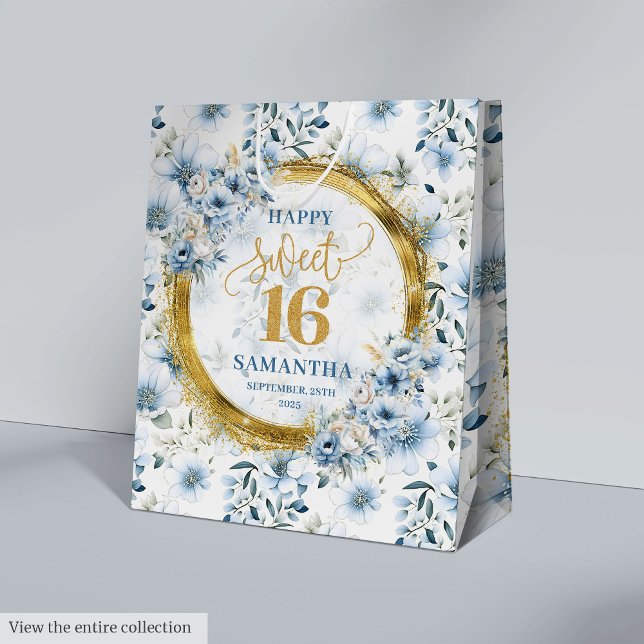 Luxury Pastel Blue Sweet 16 Gold Glitter Party Bag (Luxury Pastel Blue Sweet 16 Gold Glitter Party Bag)