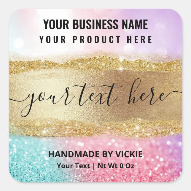 Luxury Pastel Glitter Cotton Candy Product Labels (Front)