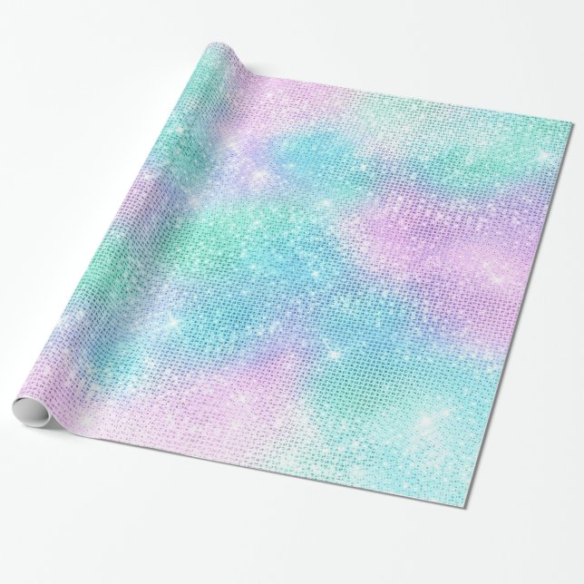 LUXURY PASTEL GLITTER SPLATTER WRAPPING PAPER  (Unrolled)