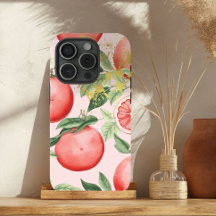 Luxury Pastel Pink and Gold Grapefruit Trellis 