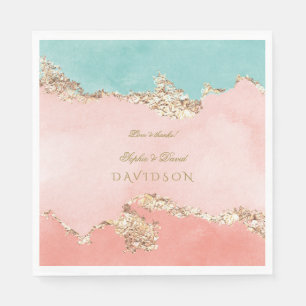 Luxury Pastel Watercolour Gold Foil Wedding Napkin