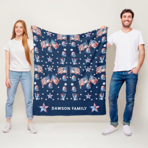 Luxury Patriotic 4th of July Personalised Fleece Blanket