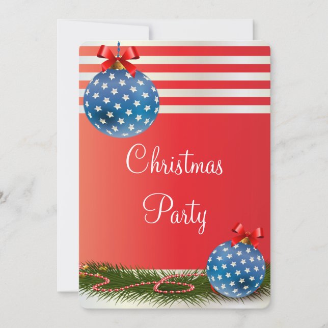 Luxury Patriotic Stars and Stripes Christmas Party Invitation (Front)