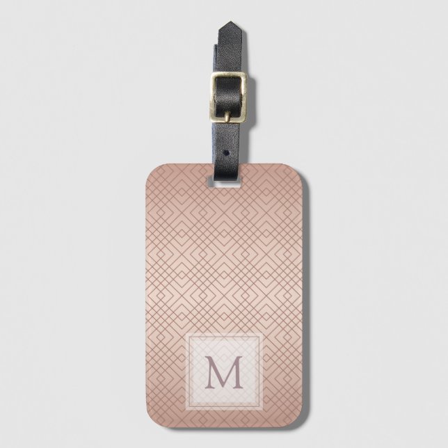 Luxury pattern Rose Gold Personalised Luggage Tag (Front Vertical)