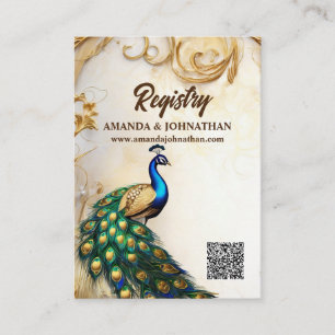 Luxury peacock art nouveau frame registry bridal enclosure card