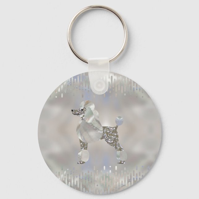 Luxury Pearl and Abalone Poodle Key Ring (Front)