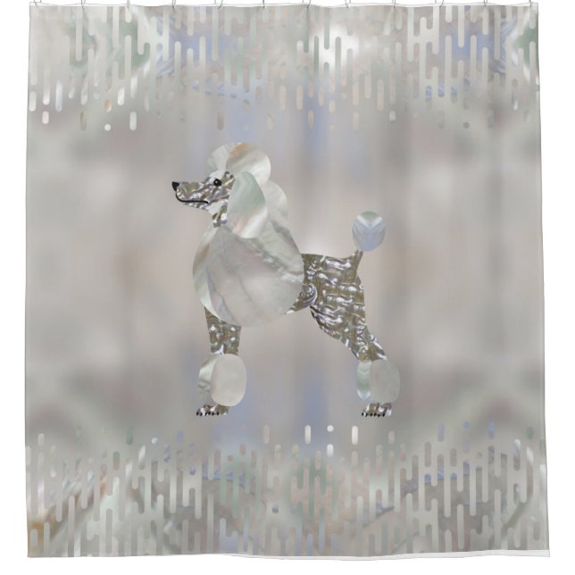 Luxury Pearl and Abalone Poodle Shower Curtain (Front)