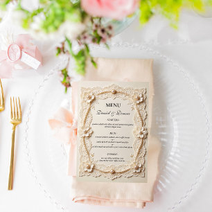 Luxury Pearl Lace Elegant Wedding Menu
