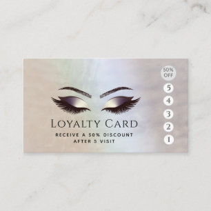 Luxury pearl lashes makeup eye holographic loyalty card