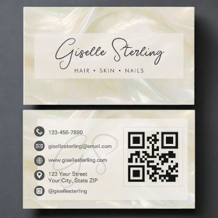 Luxury Pearl Opal QR Code Professional Business Card