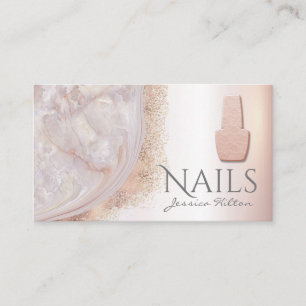 Luxury pearl rose gold agate Nail salon Business Card