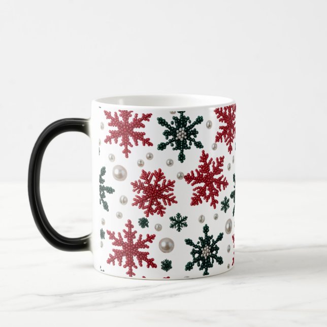 Luxury Pearl Snowflake Pattern Colour Morphing Mug (Left)