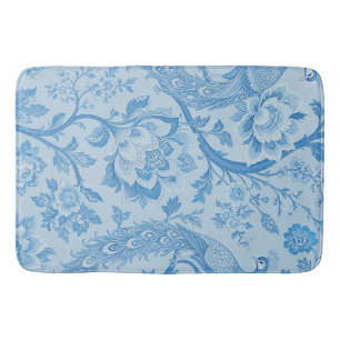 Luxury Persian Pale Peacock Blue Pattern Bath Mat