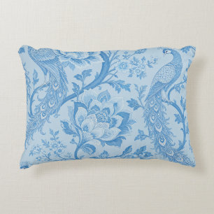 Luxury Persian Pale Peacock Blue Pattern Decorative Cushion