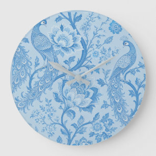 Luxury Persian Pale Peacock Blue Pattern Large Clock