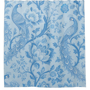 Luxury Persian Pale Peacock Blue Pattern Shower Curtain