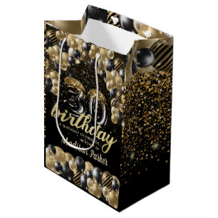 Luxury Personalised 30th Birthday Black Gold Medium Gift Bag