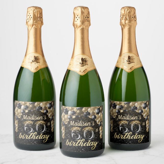 Luxury Personalised 60th Birthday Sparkling Wine Label (Bottles)
