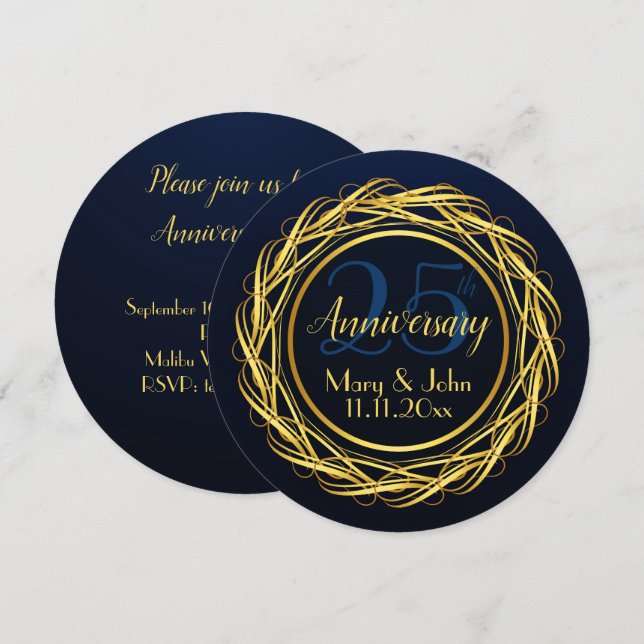 Luxury Personalised Anniversary Party Invitation (Front/Back)