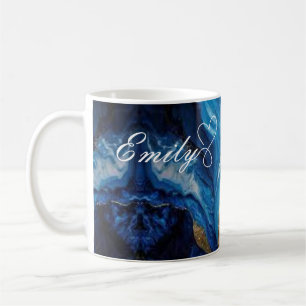 Luxury Personalised Blue & Gold Marble Mug