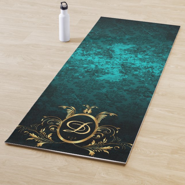 Luxury Personalised Damask gold Frame Yoga Mat (In Situ)