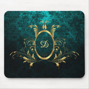 Luxury Personalised Damask Turquoise Mouse Mat